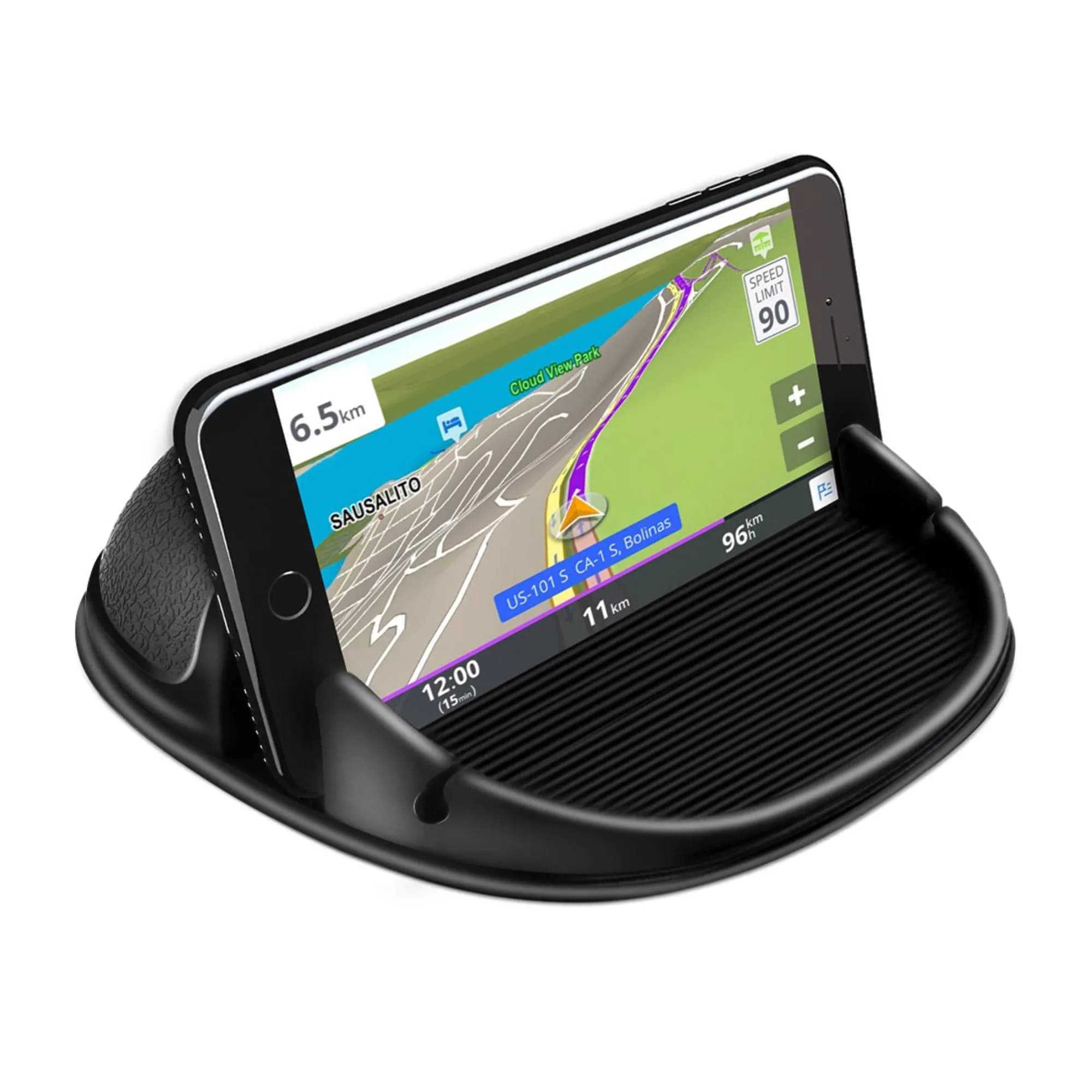 Loncaster Pink Silicone Car Phone Holder Mat 17.8cm (7in) | Stable Slip-Free Dashboard Mount — Black