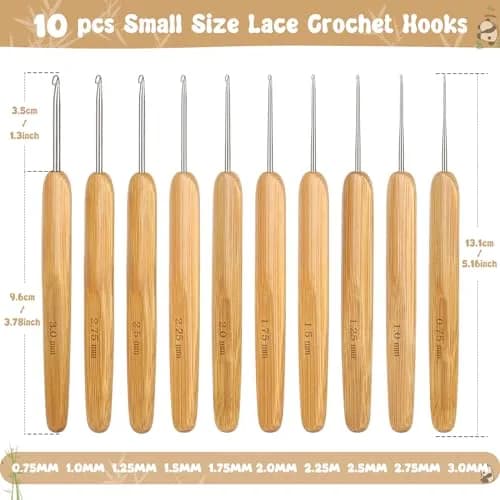 Katech Crochet Hook Set for Beginners, 10 Sizes, Ergonomic Wooden Handles | Durable Stainless Steel, Ideal for Fine Work thumbnail 5
