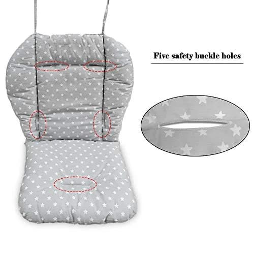 twoworld Thickening High Chair Cushion Liner Mat Pad Cover (Fashion Gray) - 48cm Width | Breathable Cotton Blend thumbnail 4