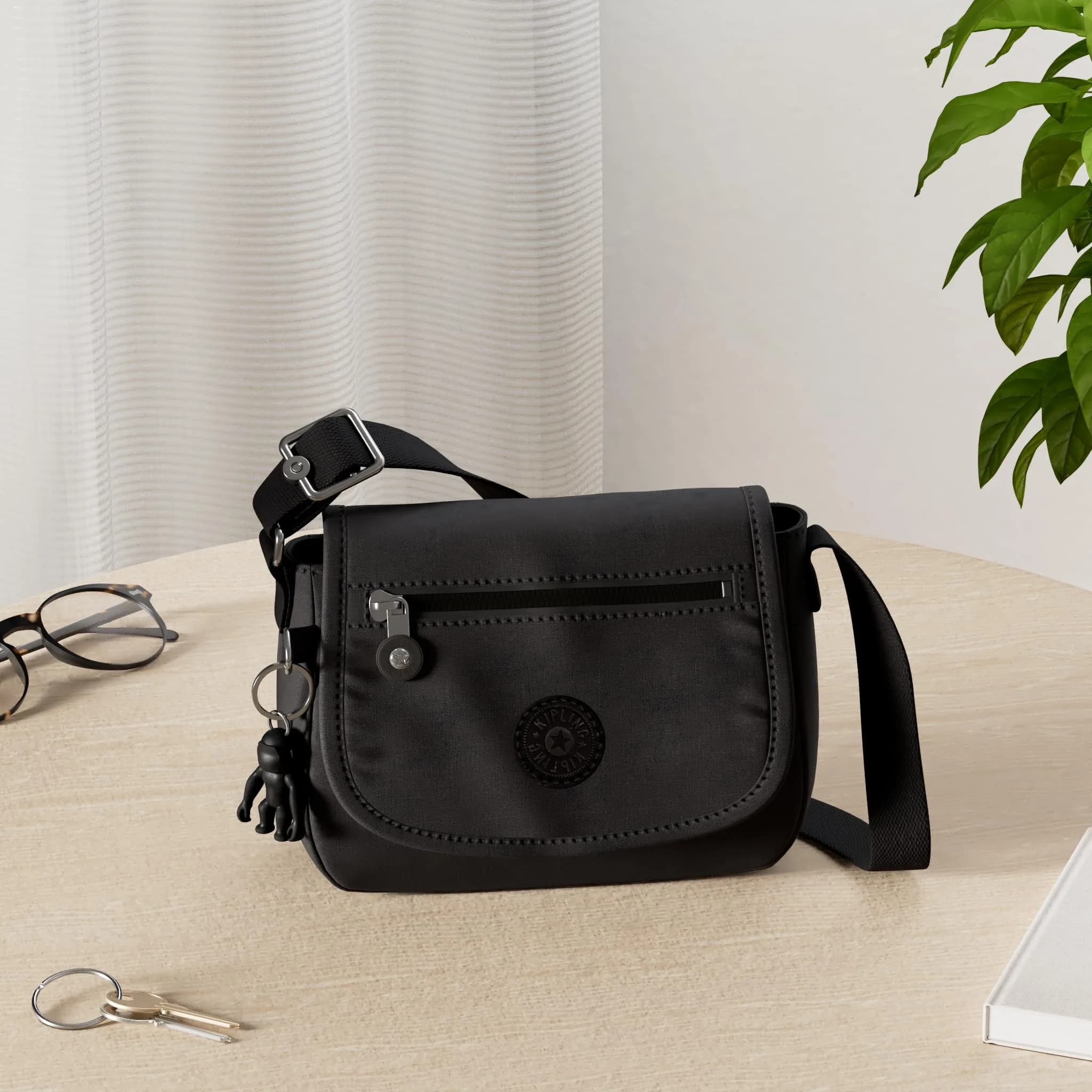 Kipling Sabian Mini Crossbody Bag in Black Noir (7.75"L x 5.75"H x 3.5"D) - view 2