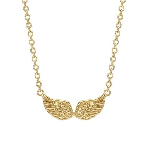MEVECCO Dainty Angel Wings Necklace for Women | 18K Gold Plated Brass, 40.4 cm (15.7 in) Chain with 5 cm (2 in) Extender thumbnail 8