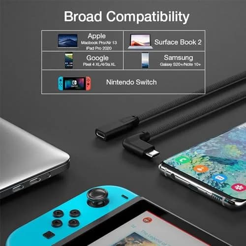 UseBean 90 Degree USB C Extension Cable 0.6FT (18cm) | USB 3.2 Gen 2 20Gbps 100W PD 4K@60Hz thumbnail 6