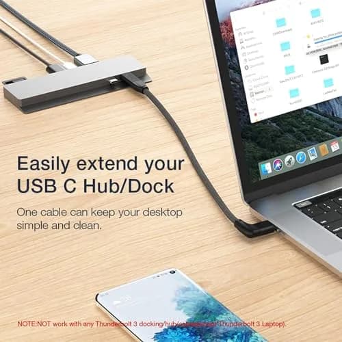 UseBean 90 Degree USB C Extension Cable 0.6FT (18cm) | USB 3.2 Gen 2 20Gbps 100W PD 4K@60Hz thumbnail 3