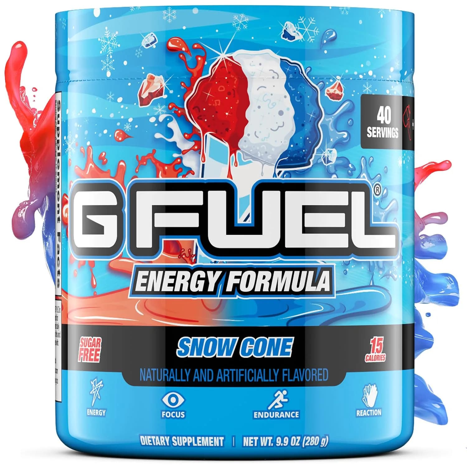 G Fuel Blue Ice Energy Drink Powder, 9.8kg (40 Servings) | Sugar Free Focus Amino with Antioxidants — Snow Cone