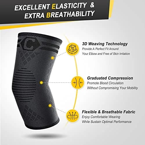 CAMBIVO Elbow Brace Compression Sleeve 2-Pack (20cm/7.87in) | Graduated Compression for Tennis & Golfer's Elbow Pain Relief thumbnail 2
