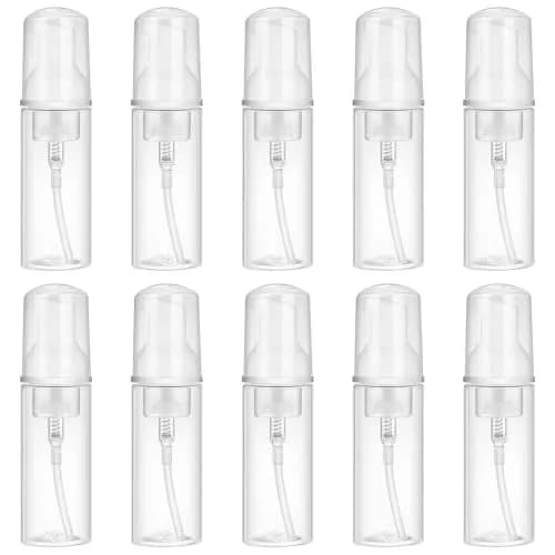 JIUZHU 10 Pcs 2oz (60ml) Clear PET Foaming Soap Pump Bottles | BPA-Free for Travel & Cosmetics thumbnail 1