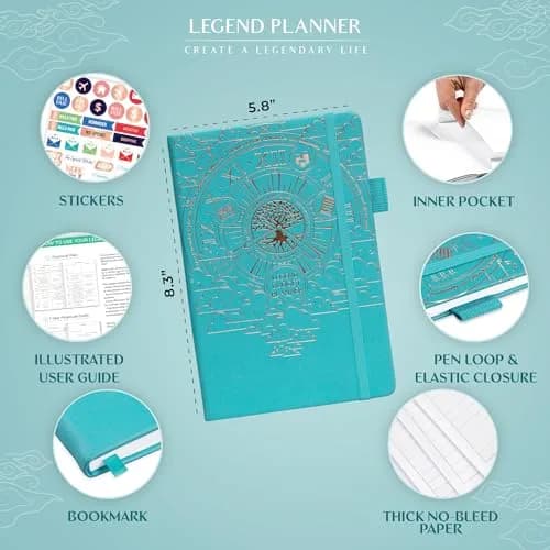Legend Budget Planner Undated Monthly Budgeting & Bill Book Turquoise A5 (13.97cm x 21.08cm) thumbnail 2