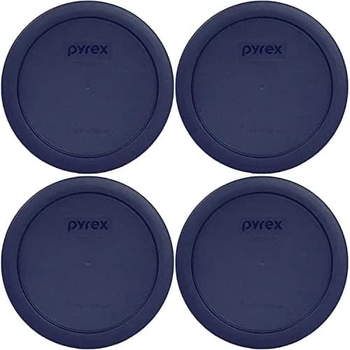 Pyrex 7201-PC 4-Cup Blue Food Storage Lid (4-Pack) 16.7cm x 16.7cm | Airtight Seal for Pyrex Bowls thumbnail 1