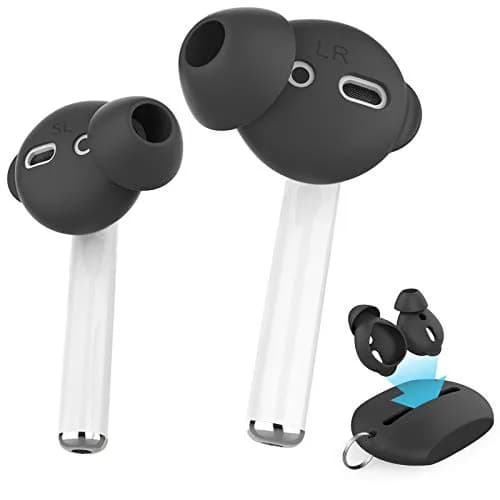 AHASTYLE Black Silicone Ear Tips for AirPods & EarPods, 4 Pairs (2 Large, 2 Small) | Passive Noise Reduction & Bass Enhancement thumbnail 1