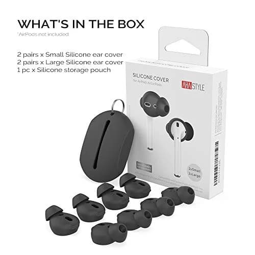 AHASTYLE Black Silicone Ear Tips for AirPods & EarPods, 4 Pairs (2 Large, 2 Small) | Passive Noise Reduction & Bass Enhancement thumbnail 8