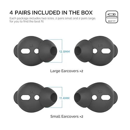 AHASTYLE Black Silicone Ear Tips for AirPods & EarPods, 4 Pairs (2 Large, 2 Small) | Passive Noise Reduction & Bass Enhancement thumbnail 2