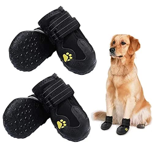 PK.ZTopia Waterproof Dog Boots 7.2 oz (203 g) | Rugged Anti-Slip Sole for Large Dogs — Black