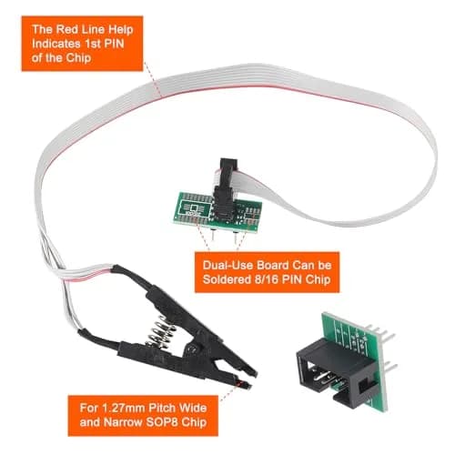 ACEIRMC SOIC8 SOP8 Test Clip For EEPROM 93CXX / 25CXX / 24CXX + CH341A 24 25 Series USB Programmer Module Kit (1 sets) thumbnail 4