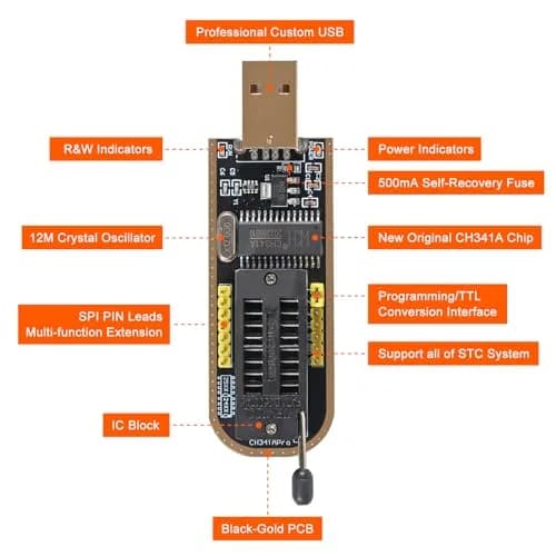 ACEIRMC SOIC8 SOP8 Test Clip For EEPROM 93CXX / 25CXX / 24CXX + CH341A 24 25 Series USB Programmer Module Kit (1 sets) thumbnail 3