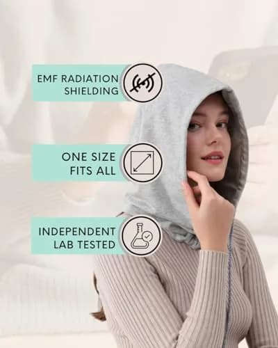 Radia Smart EMF Protection Hood, Grey | 99% RF Shielding, All Ages, Comfortable Fit thumbnail 2