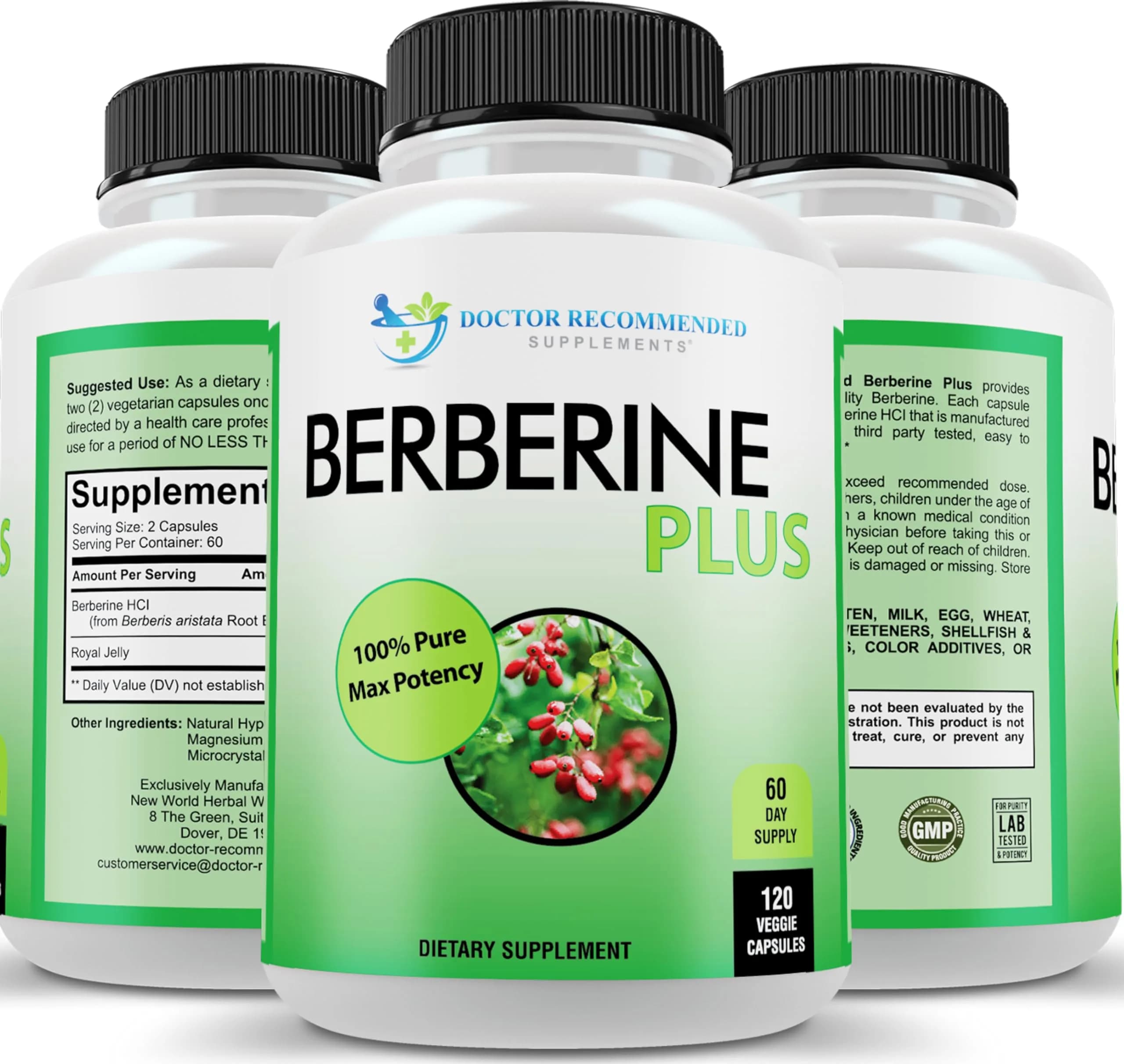 DOCTOR RECOMMENDED SUPPLEMENTS Berberine Plus 1200mg | 120 Veggie Capsules with Royal Jelly for Healthy Support - main product image
