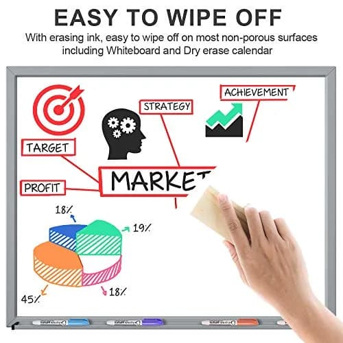 Volcanics Dry Erase Markers, Fine Tip, Low Odor, 10 Colors | Vibrant, Non-Toxic, 30 Pack thumbnail 5