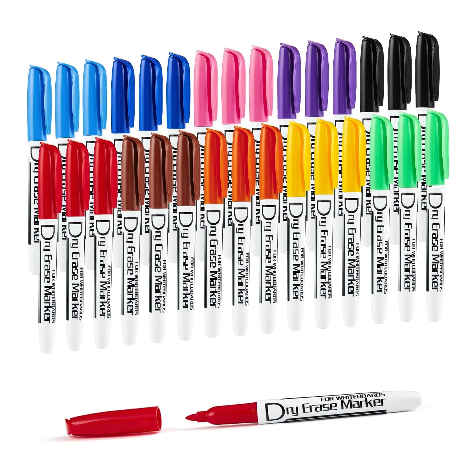 Volcanics Dry Erase Markers, Fine Tip, Low Odor, 10 Colors | Vibrant, Non-Toxic, 30 Pack - main product image