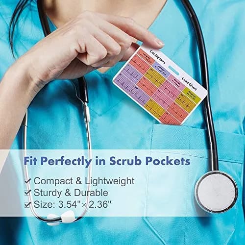 Lisol EKG Badge Card Paramedic Nurse ECG Reference Tool 3.54×2.36 inches | Waterproof PVC thumbnail 4
