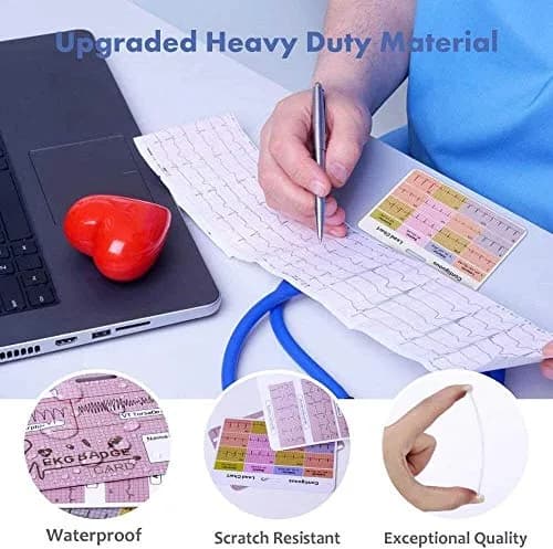Lisol EKG Badge Card Paramedic Nurse ECG Reference Tool 3.54×2.36 inches | Waterproof PVC thumbnail 5
