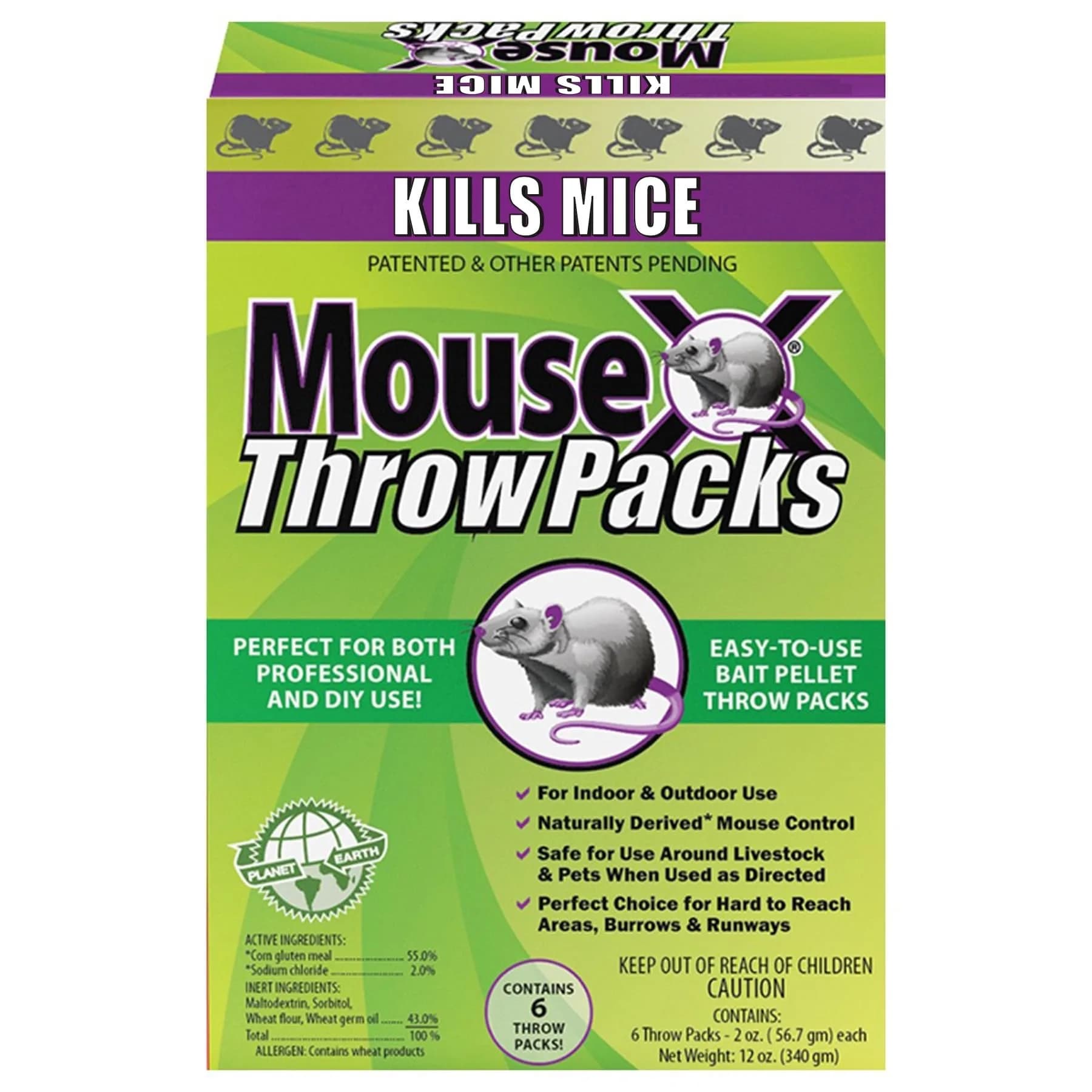 MouseX Rodent Control Bait Pellet Throw Packs for Rats & Mice – Poison Free, Pet Safe | Indoor & Outdoor Use Pellets |6 Throw Packs