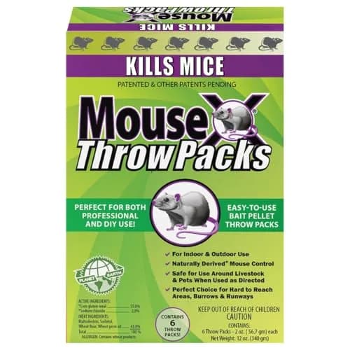 MouseX Rodent Control Bait Pellet Throw Packs for Rats & Mice – Poison Free, Pet Safe | Indoor & Outdoor Use Pellets |6 Throw Packs thumbnail 1
