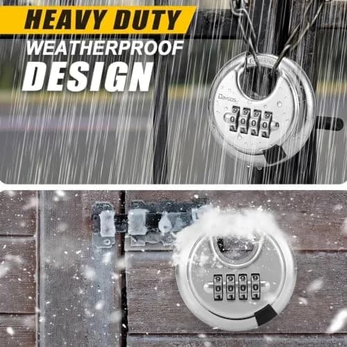 DAYGOS 4 Digit Combination Disc Padlock with Hardened Steel Shackle, 70mm Body, 10mm Shackle Diameter | Resettable Keyless Security for Sheds, Gates, Storage Units thumbnail 4