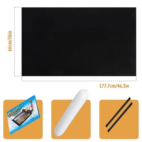LAVIEVERT 1500 Piece Jigsaw Puzzle Mat Roll Up Board with Inflatable Tube & Elastic Bands | Black, 46 x 26in thumbnail 6