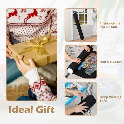 LAVIEVERT 1500 Piece Jigsaw Puzzle Mat Roll Up Board with Inflatable Tube & Elastic Bands | Black, 46 x 26in thumbnail 3