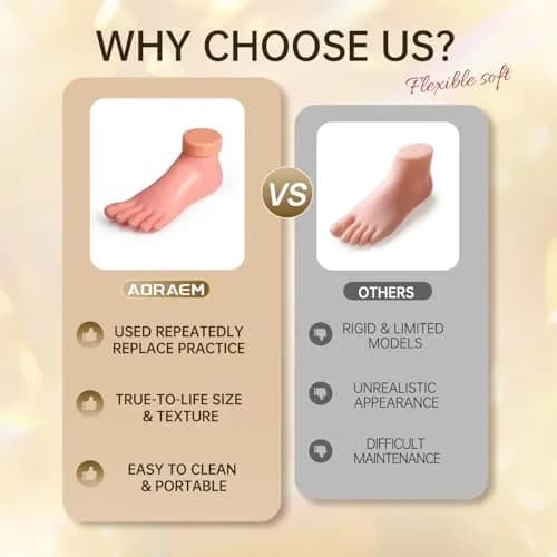 AORAEM Flexible Silicone Nail Training Foot Model | Practice Pedicure Mannequin with Movable Toes thumbnail 9