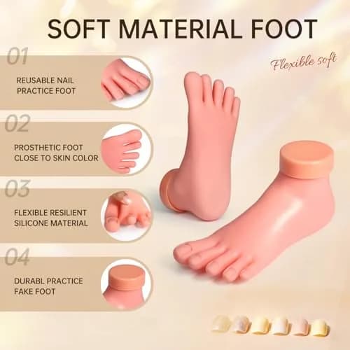 AORAEM Flexible Silicone Nail Training Foot Model | Practice Pedicure Mannequin with Movable Toes thumbnail 3