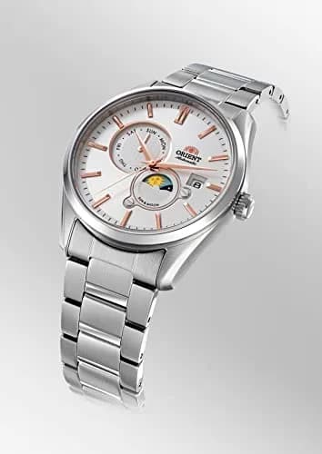 ORIENT Sun & Moon Automatic Watch, Mechanical, Contemporary, Men's, White, Silver | Sun & Moon Dial, Self-Winding thumbnail 5