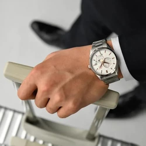 ORIENT Sun & Moon Automatic Watch, Mechanical, Contemporary, Men's, White, Silver | Sun & Moon Dial, Self-Winding thumbnail 6