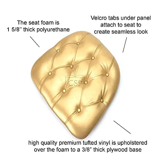 Commercial Seating Products Gold Tufted Vinyl Cushions Chairs, 4-Pack | Durable Indoor & Outdoor Seat Cushions thumbnail 2