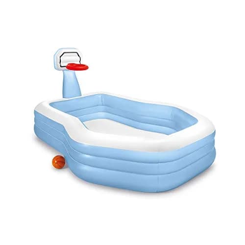 Intex Shootin' Hoops Inflatable Swim Center Family Pool 257cm x 188cm x 135cm | Fun Basketball Game for Ages 3+ thumbnail 1