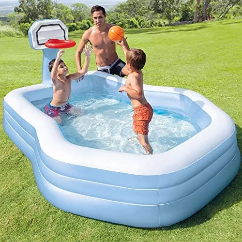 Intex Shootin' Hoops Inflatable Swim Center Family Pool 257cm x 188cm x 135cm | Fun Basketball Game for Ages 3+ thumbnail 2