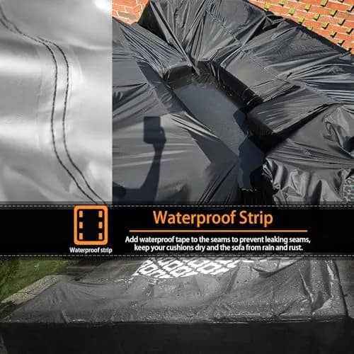 CKCLUU Water Resistant Patio Furniture Set Cover 126"L x 126"W x 32"H | Protects 7-9pcs Outdoor Sofa thumbnail 3