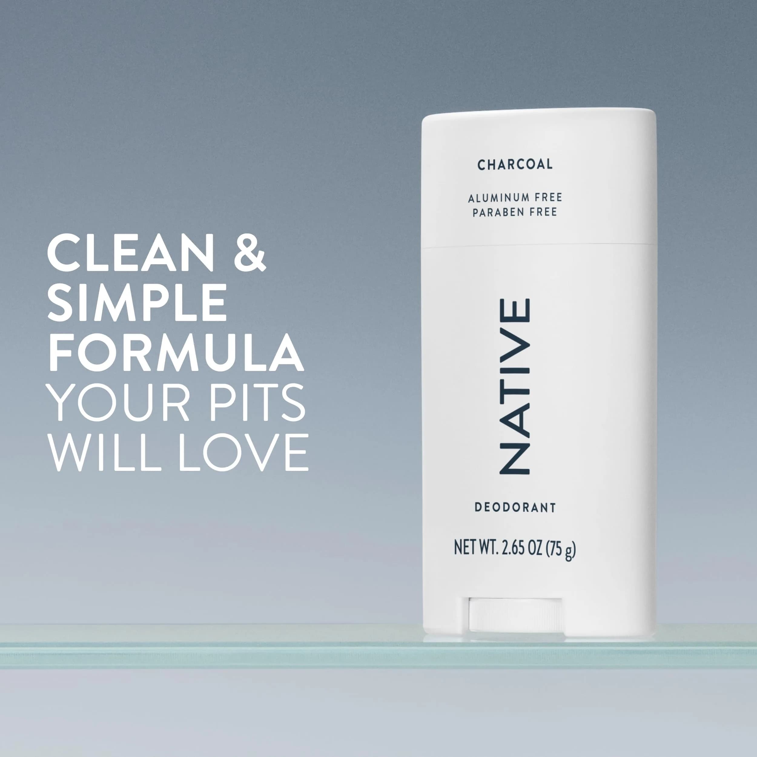 Native Natural Deodorant Charcoal 75g (2.65oz) | 72-Hour Odor Control - view 2
