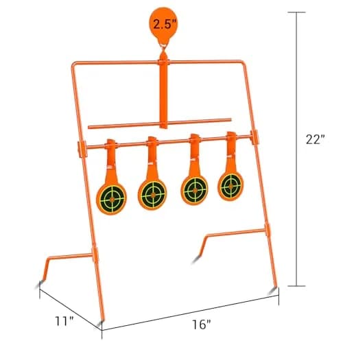 Highwild .22 Caliber Auto Resetting Steel Target with 2.5" Shooting Plates | Neon Orange thumbnail 2