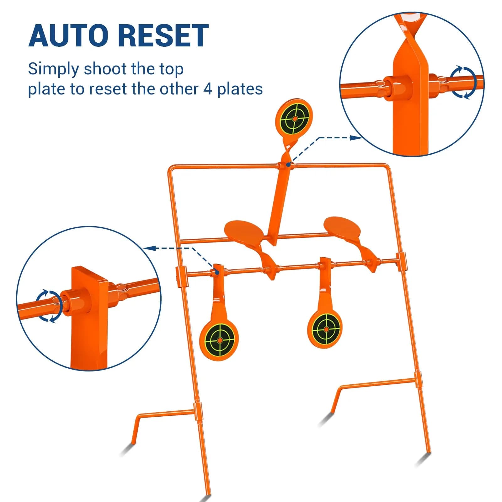 Highwild .22 Caliber Auto Resetting Steel Target with 2.5" Shooting Plates | Neon Orange - view 4