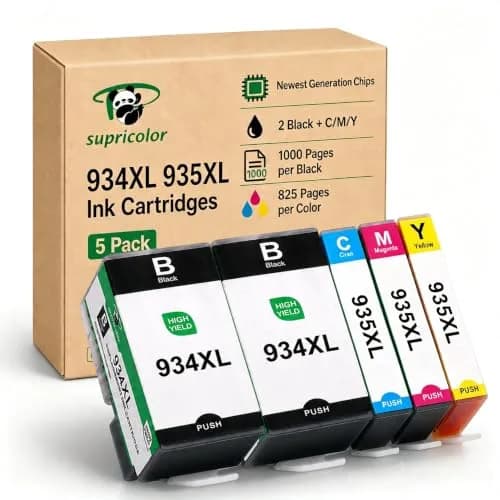 Supricolor 934XL 935XL Ink Cartridges 5 Pack (2 Black, 1 Cyan, 1 Magenta, 1 Yellow) | High Yield Replacement for HP OfficeJet Pro Printers thumbnail 1