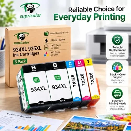 Supricolor 934XL 935XL Ink Cartridges 5 Pack (2 Black, 1 Cyan, 1 Magenta, 1 Yellow) | High Yield Replacement for HP OfficeJet Pro Printers thumbnail 8