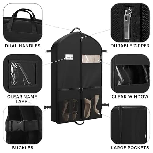 Simple Houseware 43" Travel Garment Bag with Pockets | Heavy Duty Suit Bag for Suits & Dresses thumbnail 4