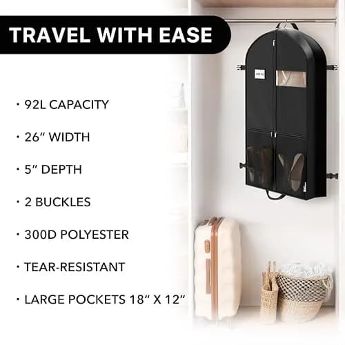 Simple Houseware 43" Travel Garment Bag with Pockets | Heavy Duty Suit Bag for Suits & Dresses thumbnail 6