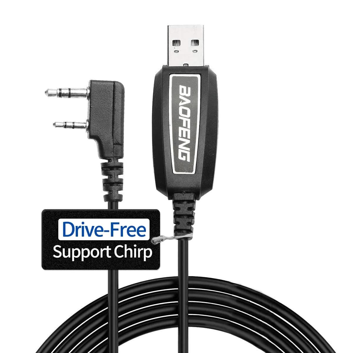 BAOFENG USB Programming Cable PL2303 Support Chirp Compatible UV-5R Mini, BF-F8HP, UV-5G Plus, GM-15Pro, UV-82, UV-5R, GM21, T18 Quansheng, Driver — Black PL2303 Chip