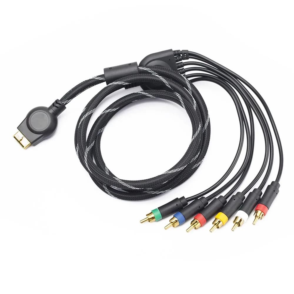 TENINYU PS3 Component AV Cable 6 ft (1.83 m) | High Resolution HDTV Multi Out RCA Audio Video Cable for PS2/PS3/PS3 Slim — Black