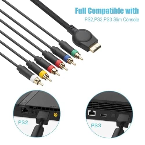 TENINYU PS3 Component AV Cable 6 ft (1.83 m) | High Resolution HDTV Multi Out RCA Audio Video Cable for PS2/PS3/PS3 Slim thumbnail 4