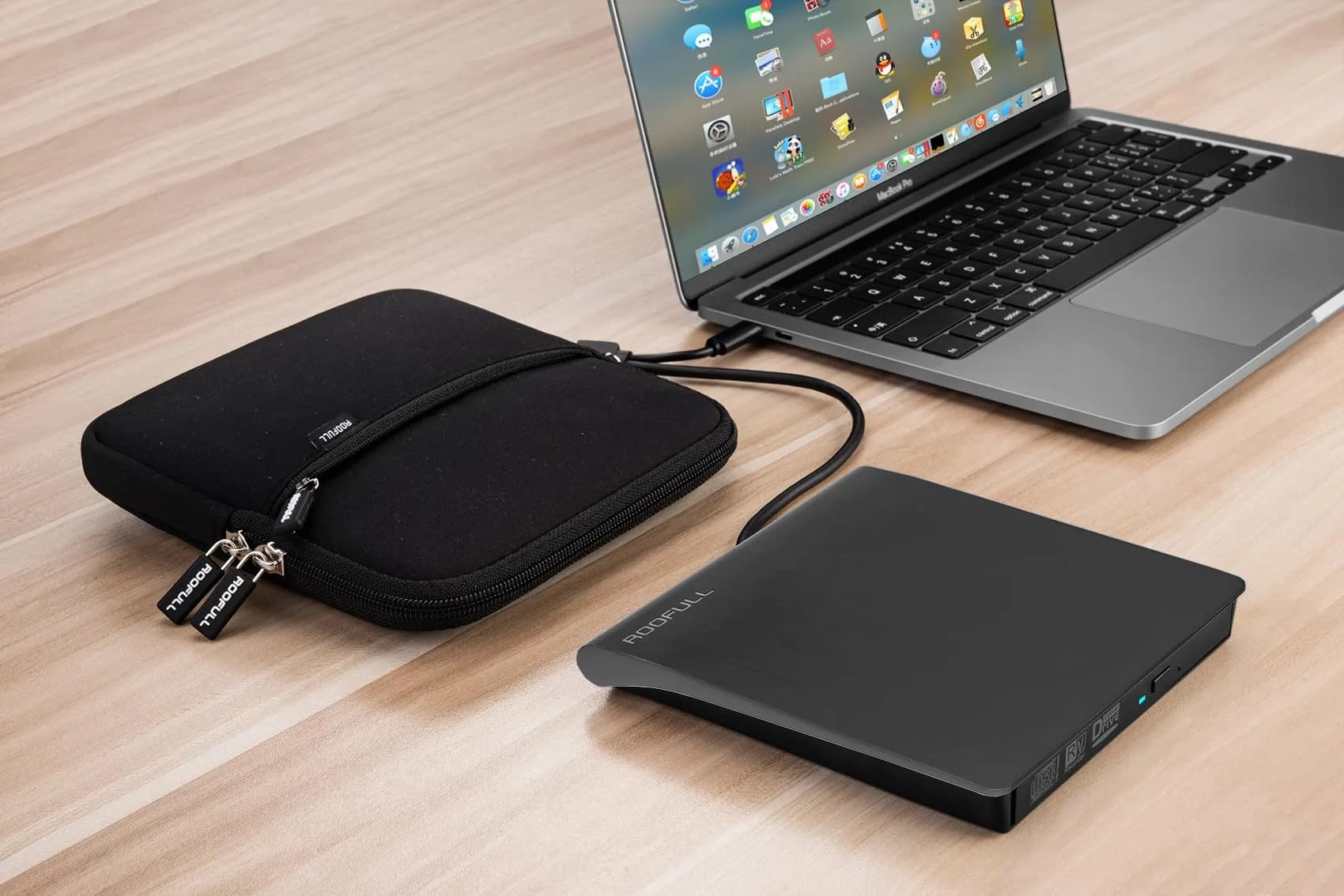 ROOFULL External CD DVD Drive with Case, USB 3.0 Type-C, 15.6cm (5.5in) | Reads & Writes CDs/DVDs - view 6