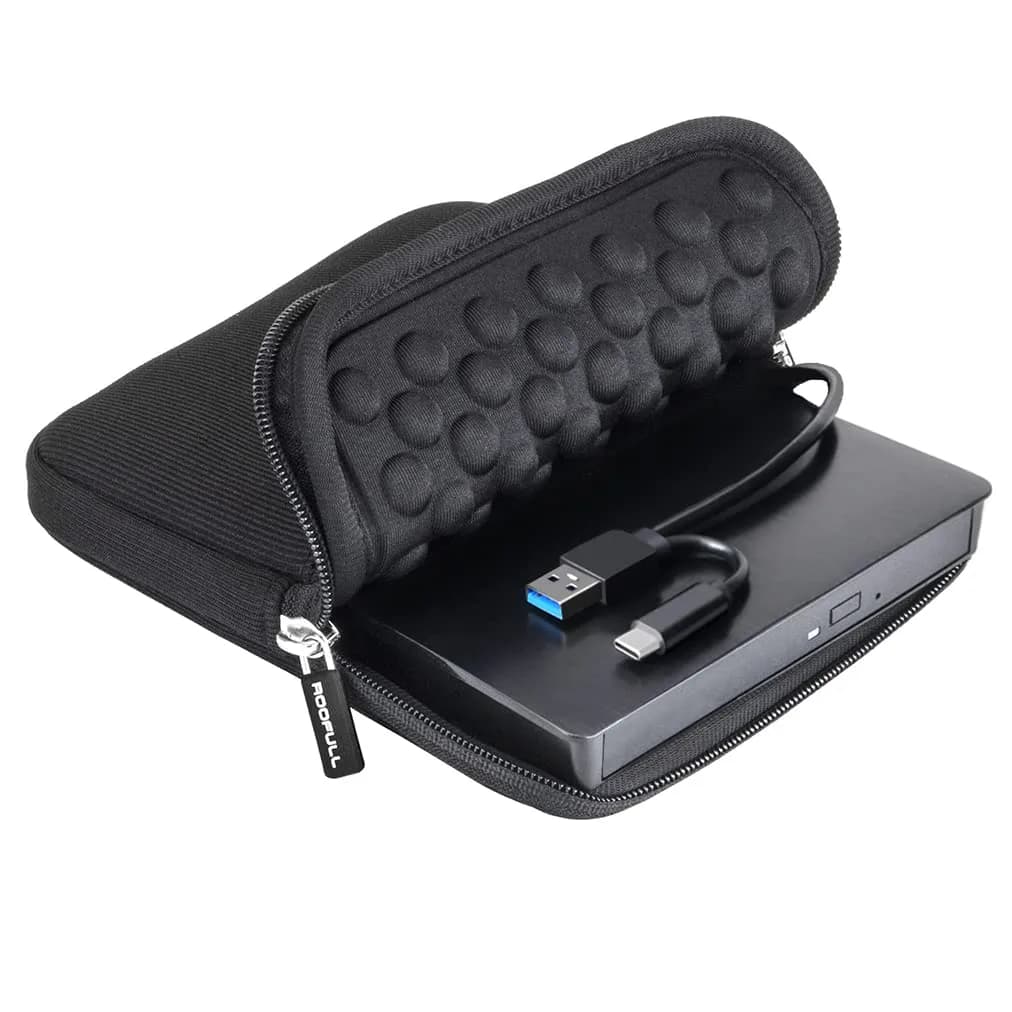 ROOFULL External CD DVD Drive with Case, USB 3.0 Type-C, 15.6cm (5.5in) | Reads & Writes CDs/DVDs - main product image