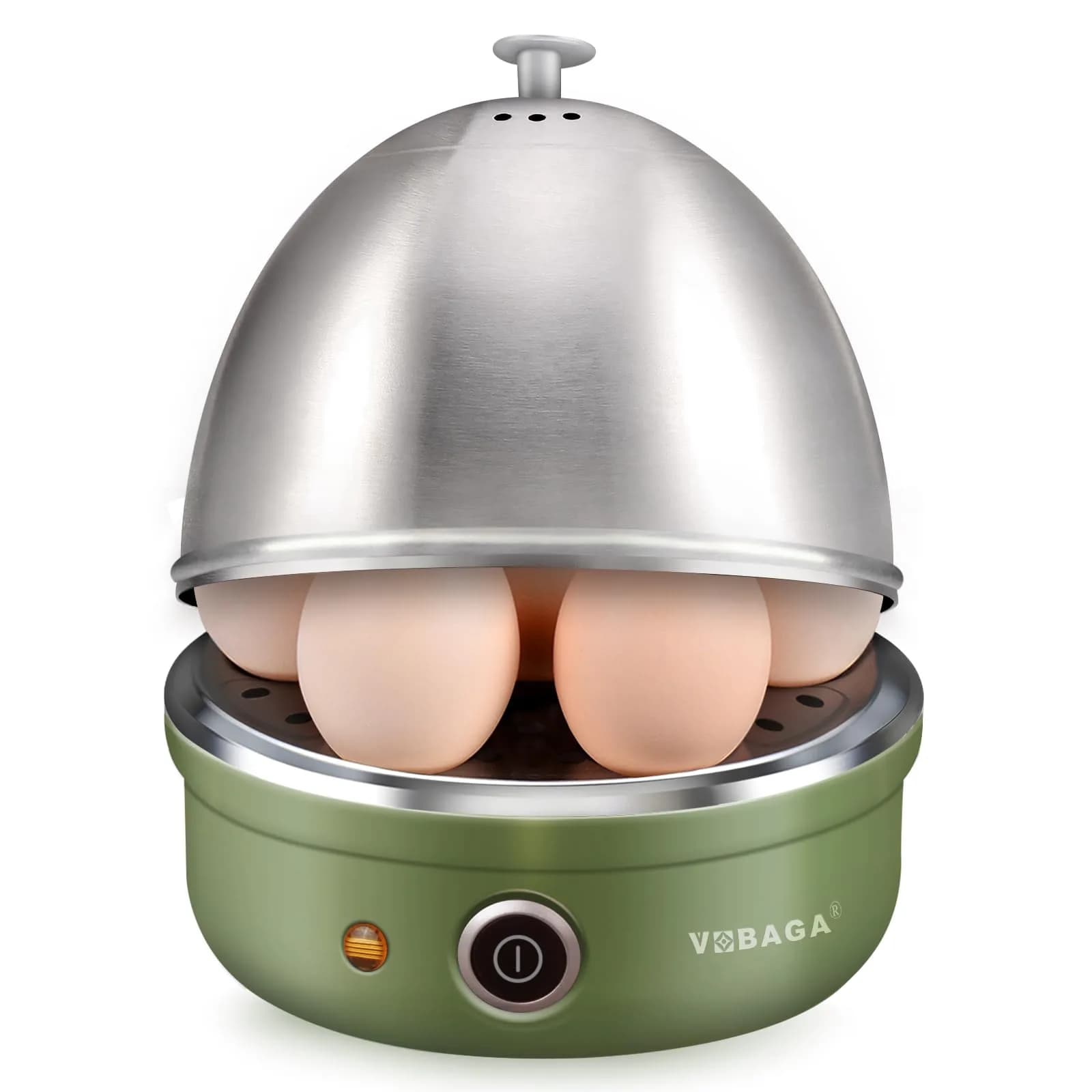 VOBAGA Electric Egg Cooker Retro Green 1.04 kg (2.2 lb) | Rapid Boiler for 7 Eggs, Steamed Veggies & Dumplings - main product image